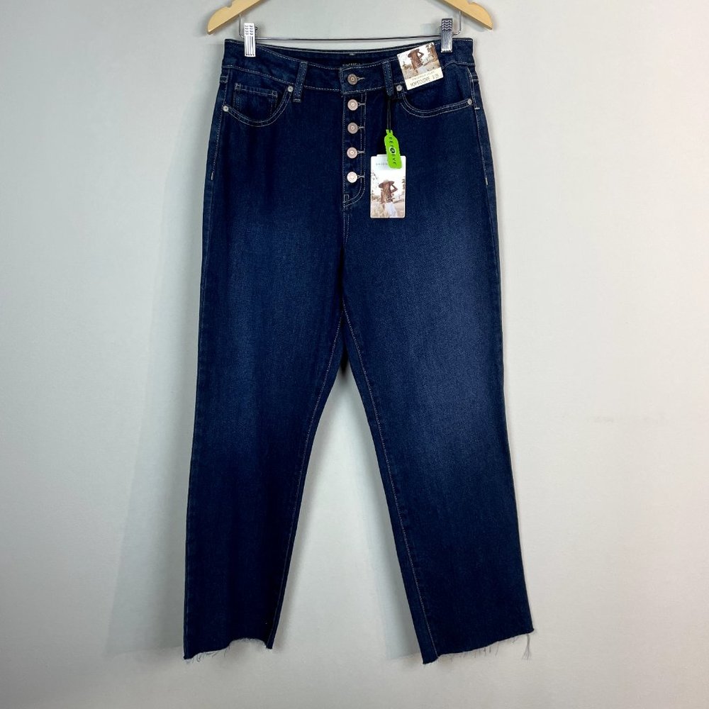 Sincerely Jules Jeans Womens 9/29 Blue High Waist Button Fly Mom Stovepipe Dark